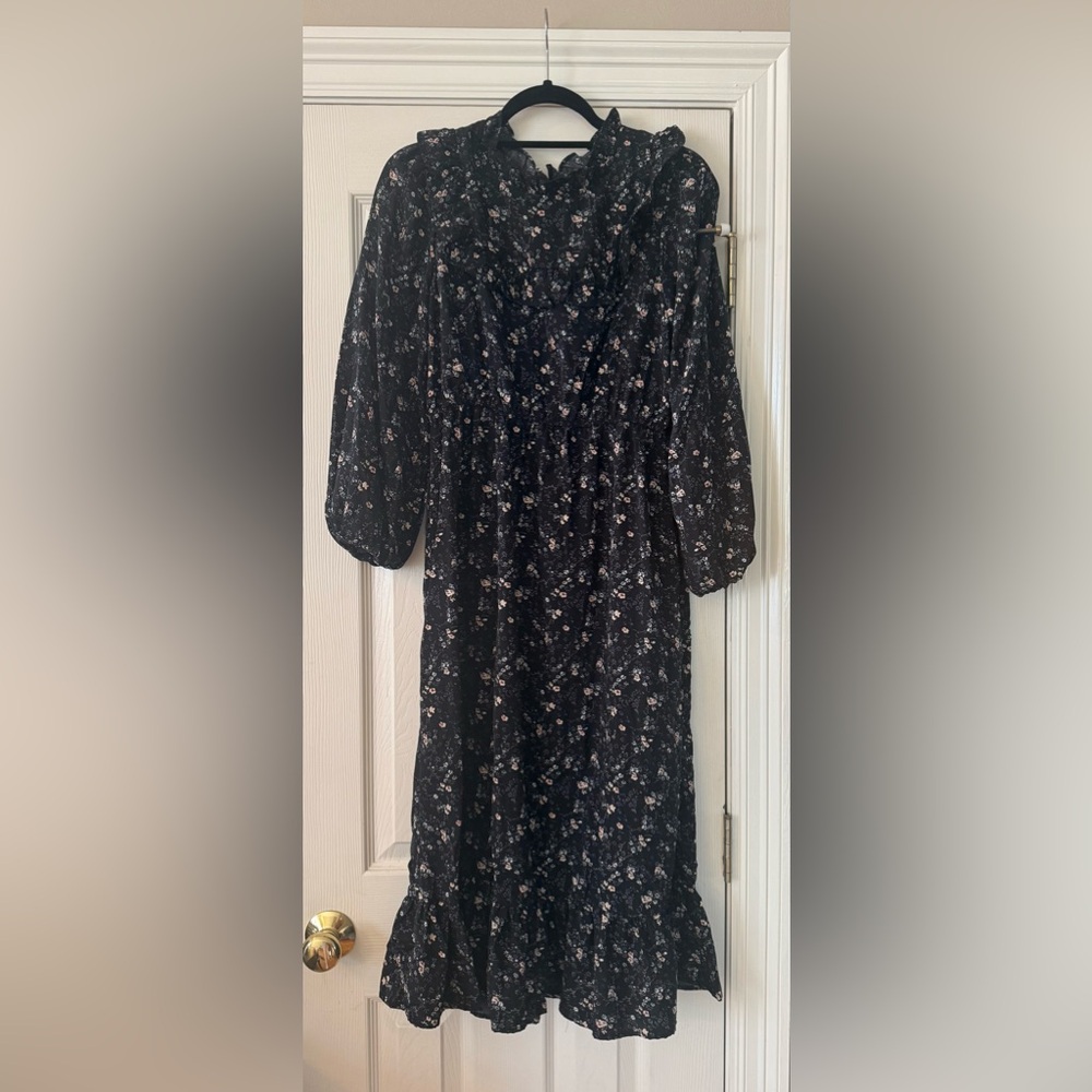 Pinkblush Floral Ruffle maternity Midi Dress size Large